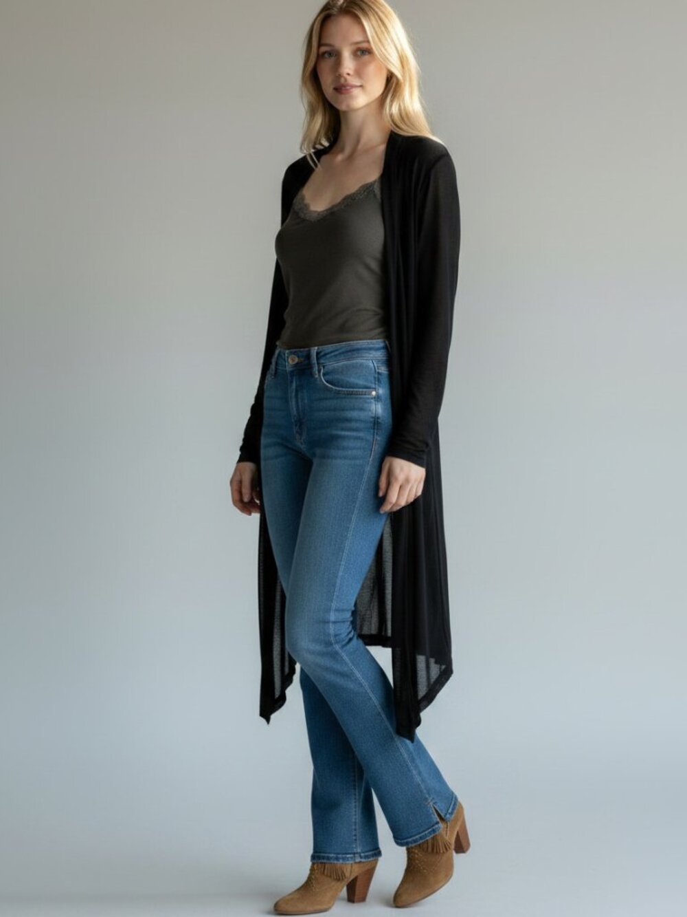 WHBM long black cardigan